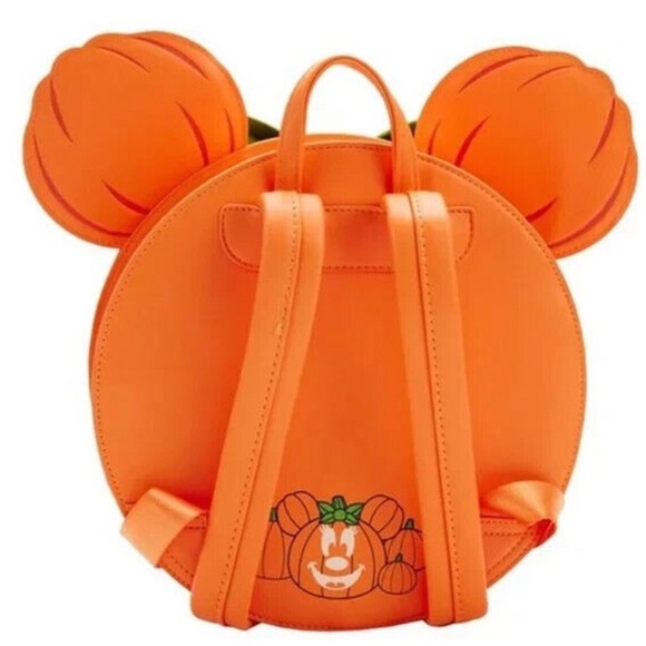 Loungefly Disney Minnie Mouse Glow in the Dark Pumpkin Mini Backpack - Picture 4 of 6